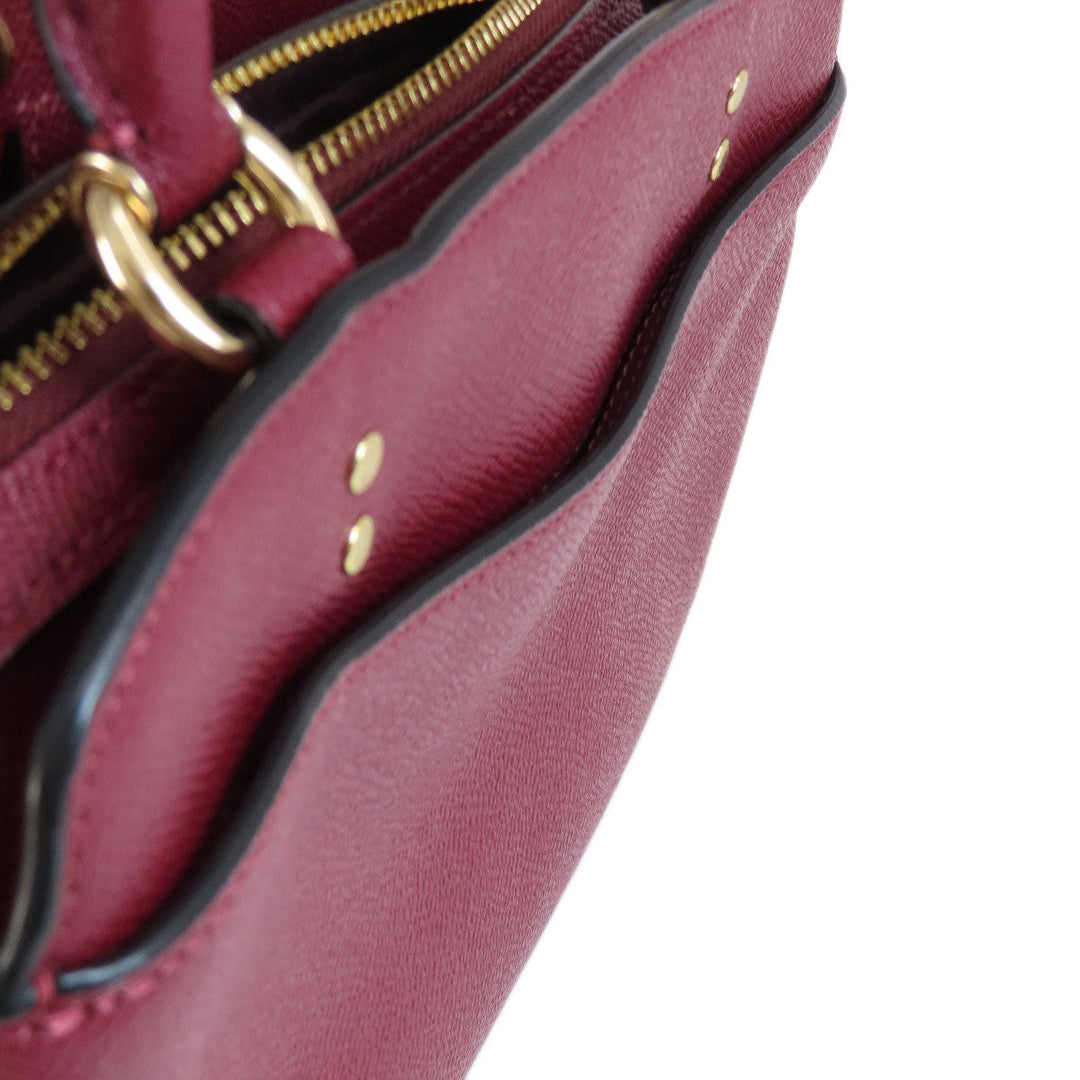 COACH Handbag 91146 leather Red Mini Carryall 2WAY Women Used Authentic