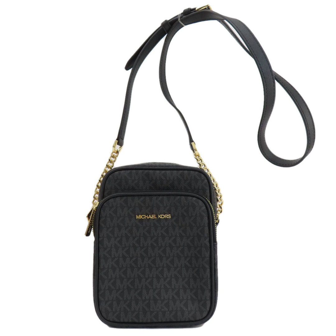 MICHAEL KORS Shoulder Bag PVC black MK signature Women Used Authentic