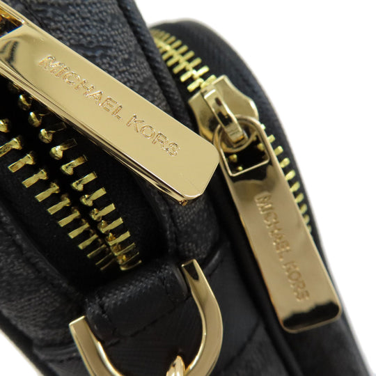 MICHAEL KORS Shoulder Bag PVC black MK signature Women Used Authentic
