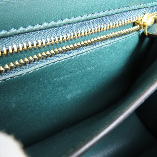 CELINE Shoulder Bag leather green Classic box Women Used Authentic