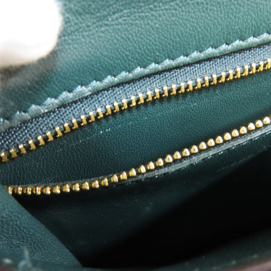 CELINE Shoulder Bag leather green Classic box Women Used Authentic