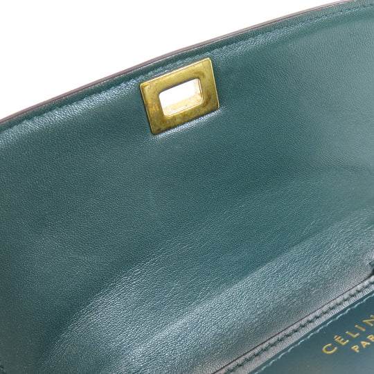 CELINE Shoulder Bag leather green Classic box Women Used Authentic