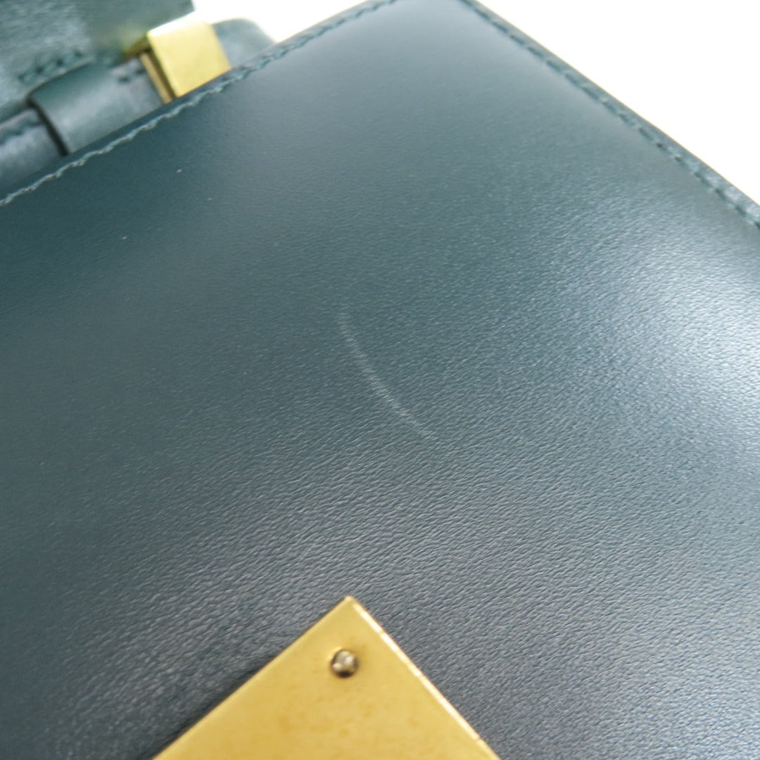 CELINE Shoulder Bag leather green Classic box Women Used Authentic