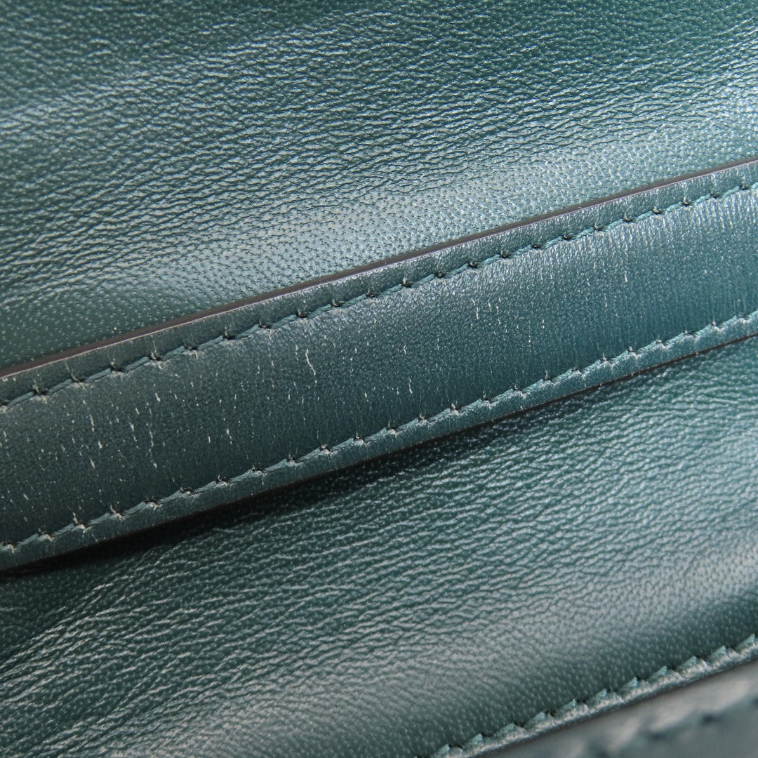 CELINE Shoulder Bag leather green Classic box Women Used Authentic