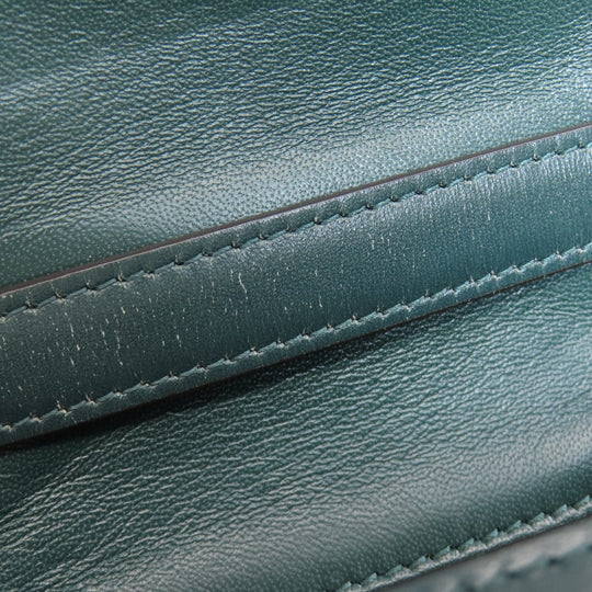 CELINE Shoulder Bag leather green Classic box Women Used Authentic