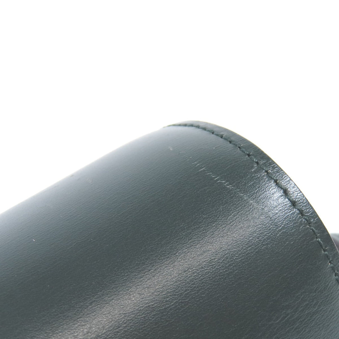CELINE Shoulder Bag leather green Classic box Women Used Authentic