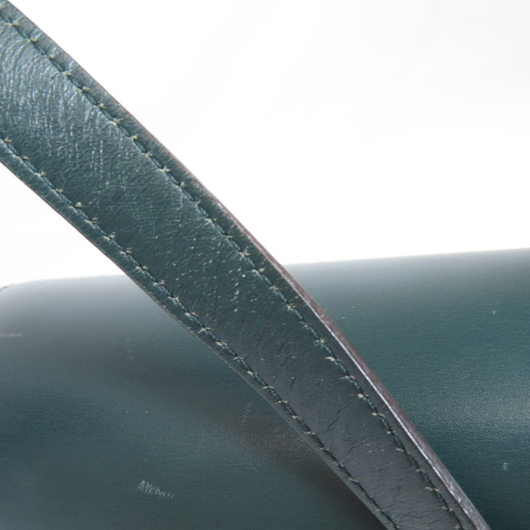 CELINE Shoulder Bag leather green Classic box Women Used Authentic