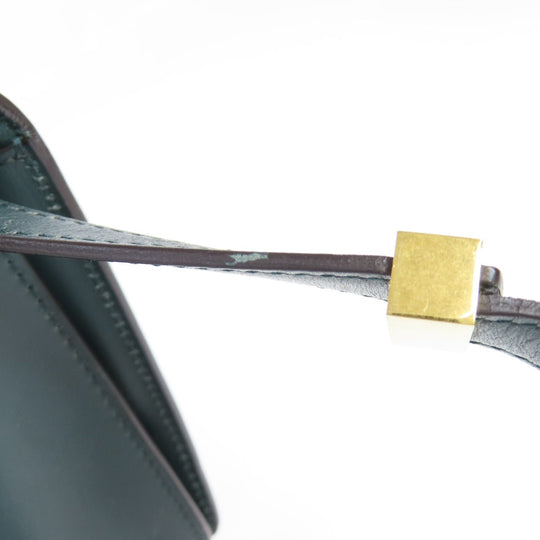 CELINE Shoulder Bag leather green Classic box Women Used Authentic