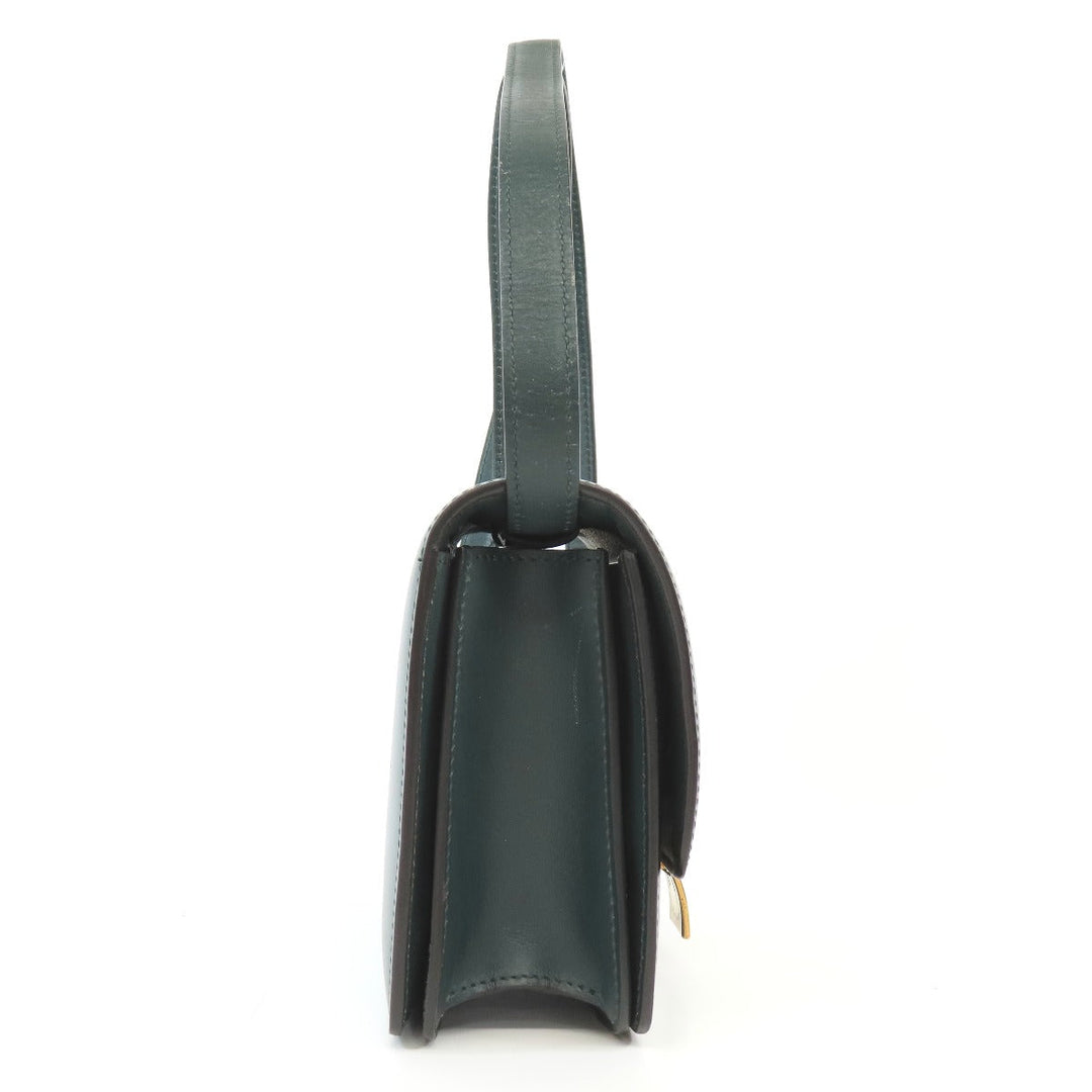 CELINE Shoulder Bag leather green Classic box Women Used Authentic