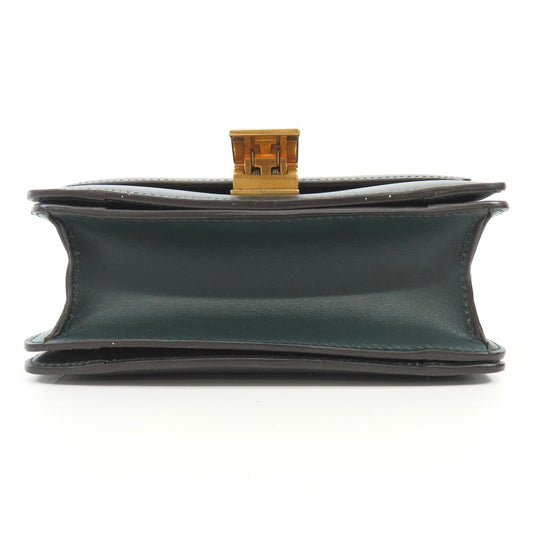 CELINE Shoulder Bag leather green Classic box Women Used Authentic