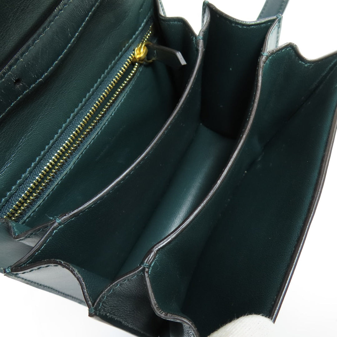 CELINE Shoulder Bag leather green Classic box Women Used Authentic