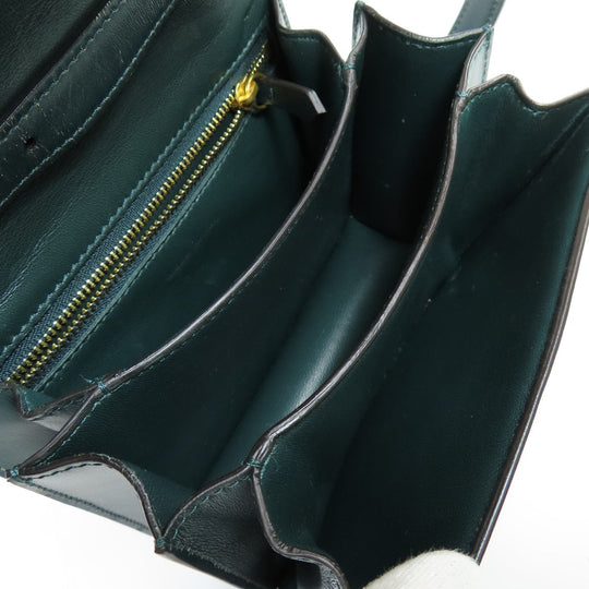 CELINE Shoulder Bag leather green Classic box Women Used Authentic
