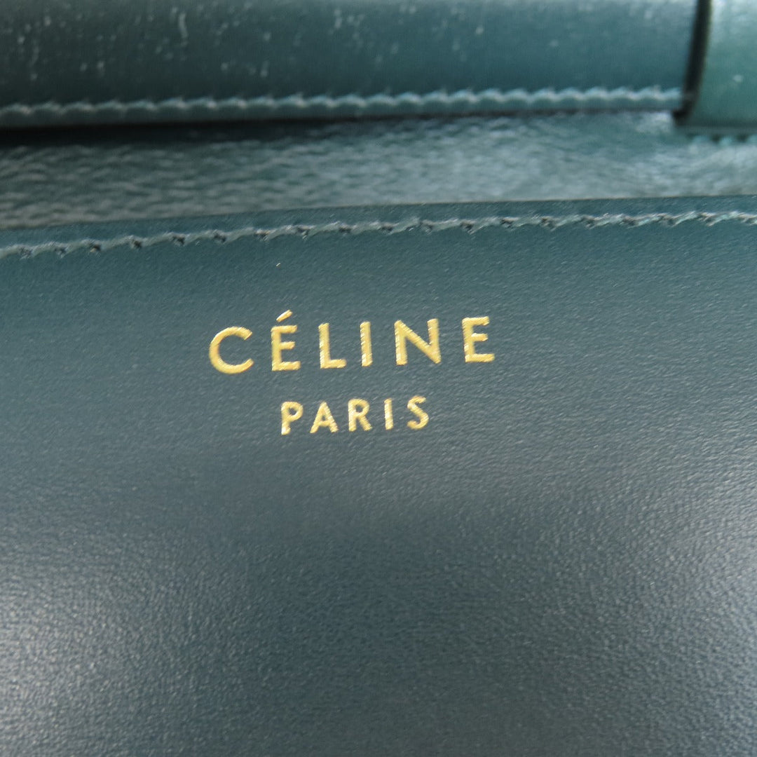 CELINE Shoulder Bag leather green Classic box Women Used Authentic
