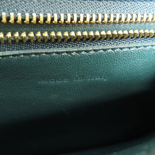 CELINE Shoulder Bag leather green Classic box Women Used Authentic