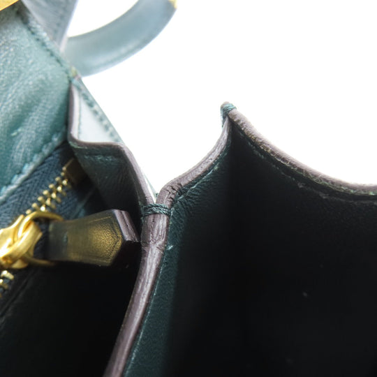 CELINE Shoulder Bag leather green Classic box Women Used Authentic
