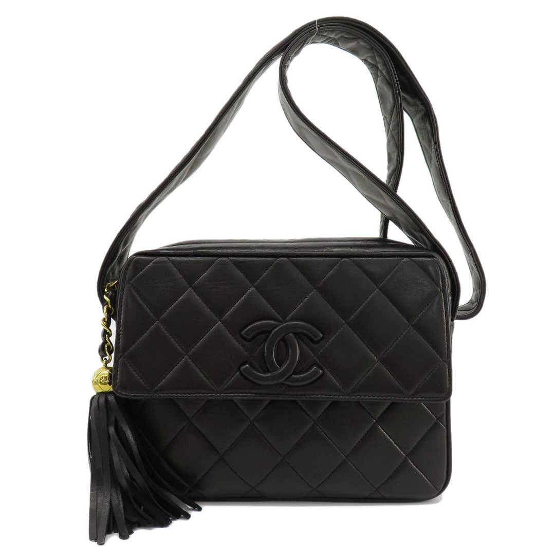 CHANEL Shoulder Bag lambskin black Matrasse