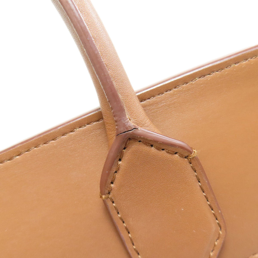 BURBERRY Handbag leather Brown 2WAY Women Used Authentic