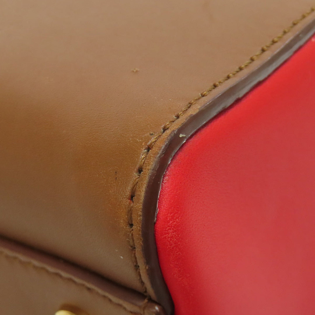 BURBERRY Handbag leather Brown 2WAY Women Used Authentic