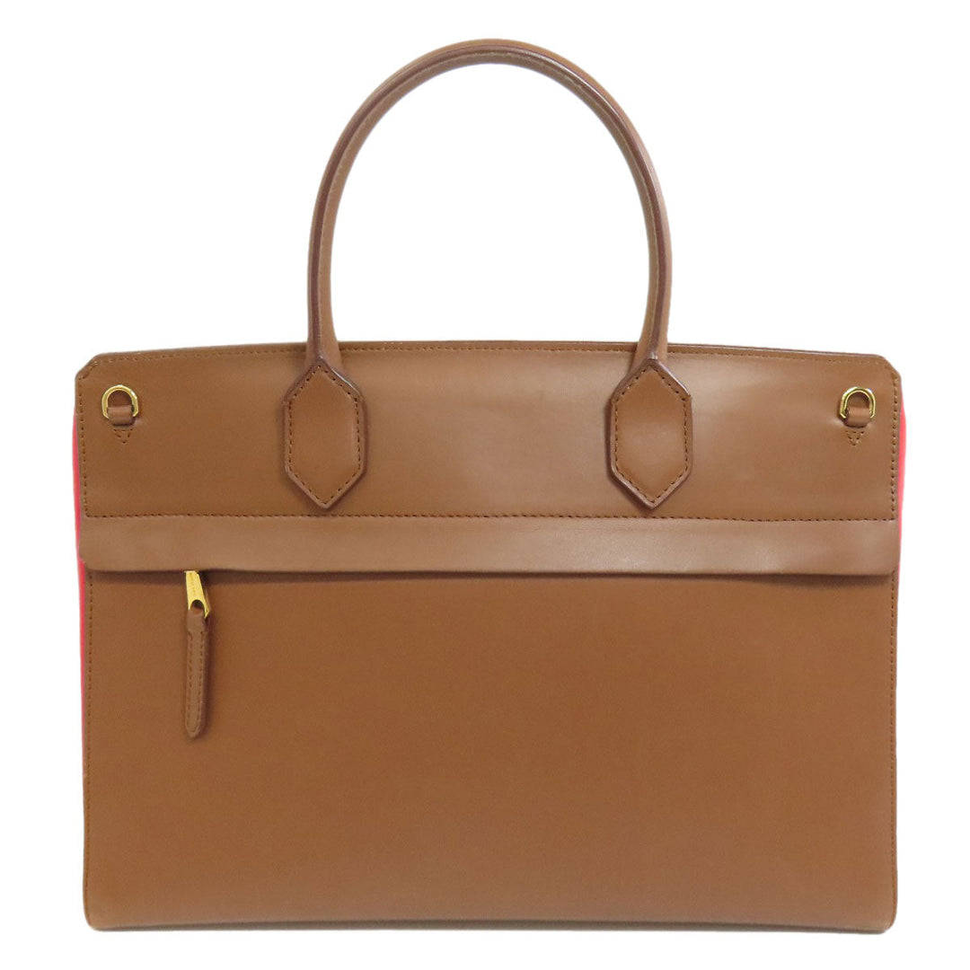 BURBERRY Handbag leather Brown 2WAY Women Used Authentic