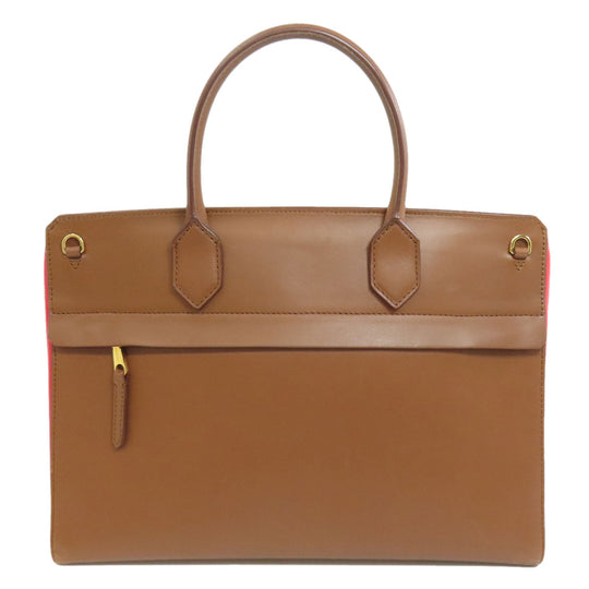 BURBERRY Handbag leather Brown 2WAY Women Used Authentic