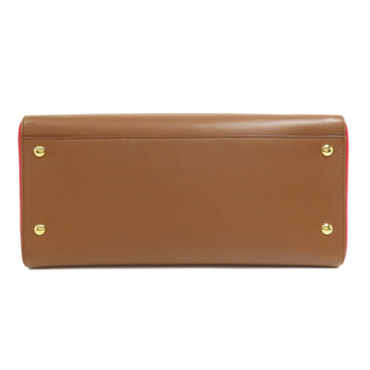 BURBERRY Handbag leather Brown 2WAY Women Used Authentic