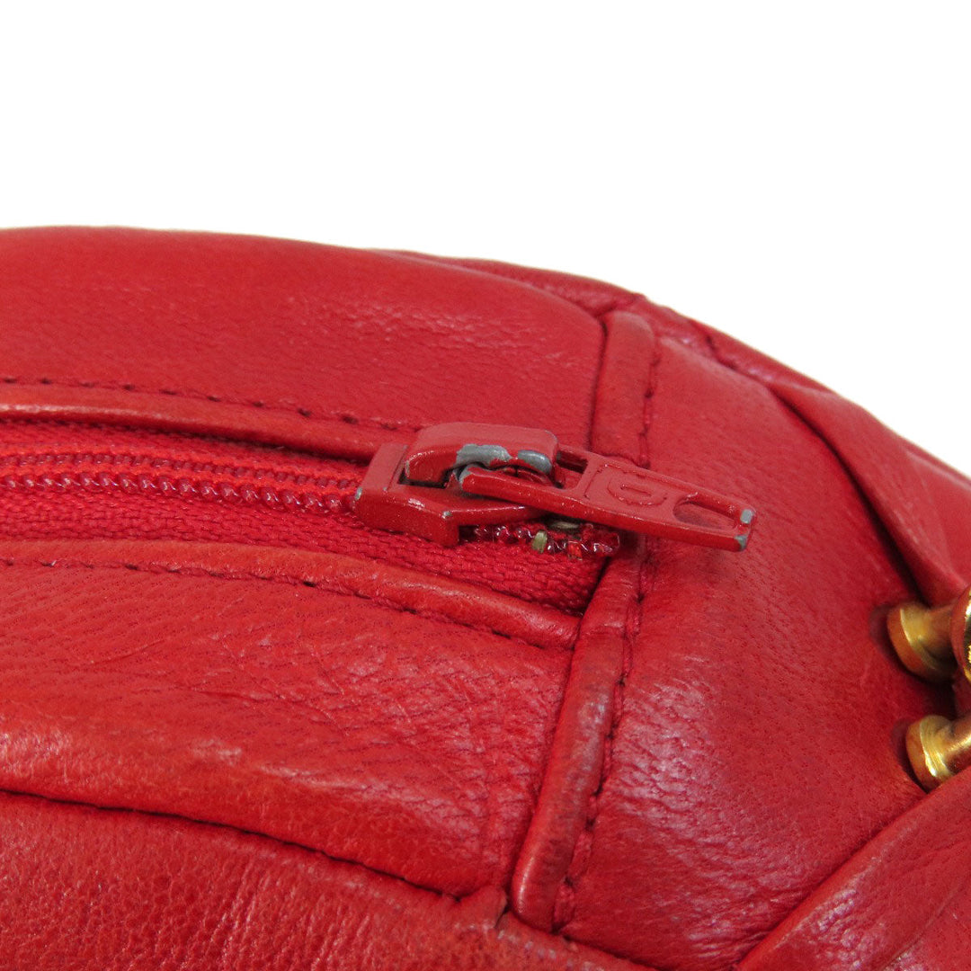 CHANEL Shoulder Bag lambskin Red COCO Mark Gold Metal Women Used Authentic