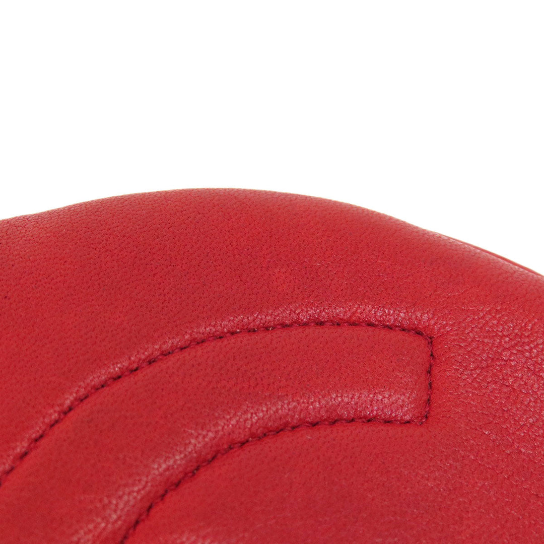 CHANEL Shoulder Bag lambskin Red COCO Mark Gold Metal Women Used Authentic