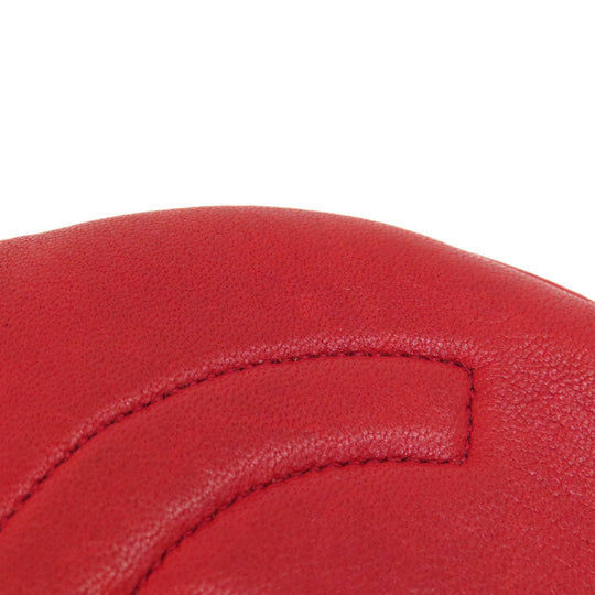 CHANEL Shoulder Bag lambskin Red COCO Mark Gold Metal Women Used Authentic