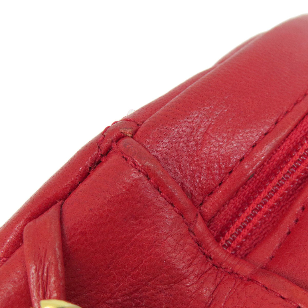 CHANEL Shoulder Bag lambskin Red COCO Mark Gold Metal Women Used Authentic