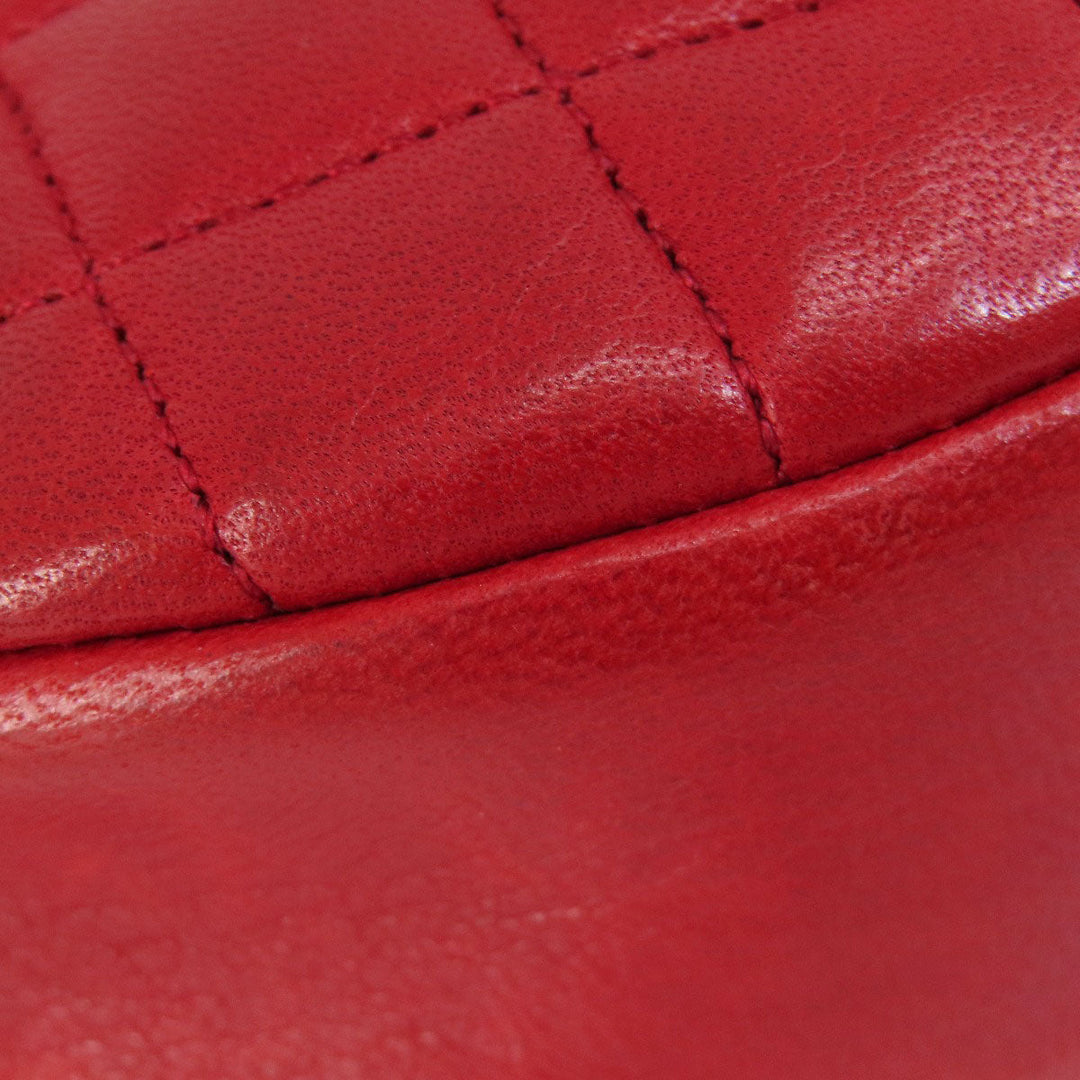 CHANEL Shoulder Bag lambskin Red COCO Mark Gold Metal Women Used Authentic