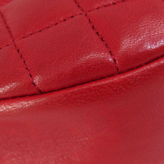 CHANEL Shoulder Bag lambskin Red COCO Mark Gold Metal Women Used Authentic