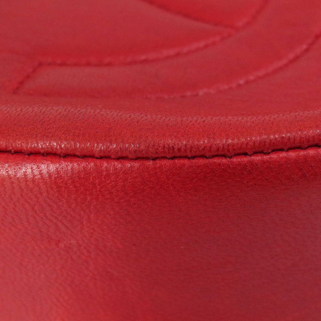 CHANEL Shoulder Bag lambskin Red COCO Mark Gold Metal Women Used Authentic