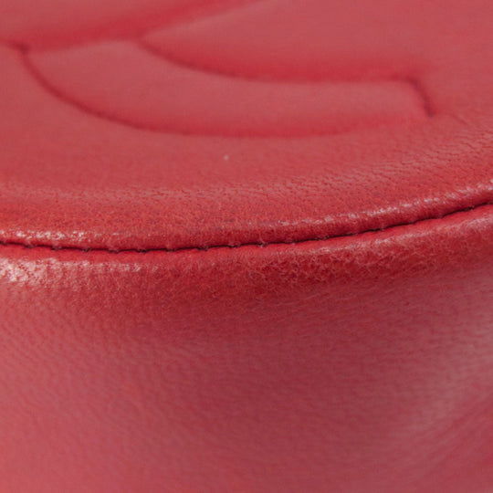 CHANEL Shoulder Bag lambskin Red COCO Mark Gold Metal Women Used Authentic