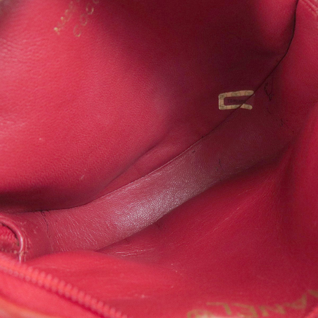 CHANEL Shoulder Bag lambskin Red COCO Mark Gold Metal Women Used Authentic