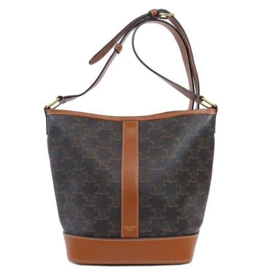 CELINE Shoulder Bag PVC Brown Triomphe Women Used Authentic