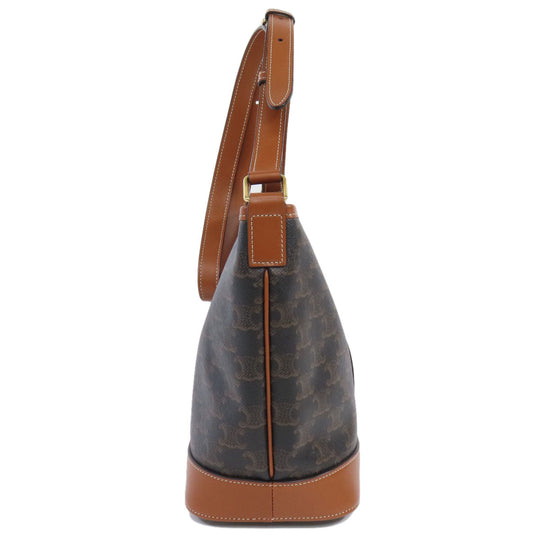 CELINE Shoulder Bag PVC Brown Triomphe Women Used Authentic