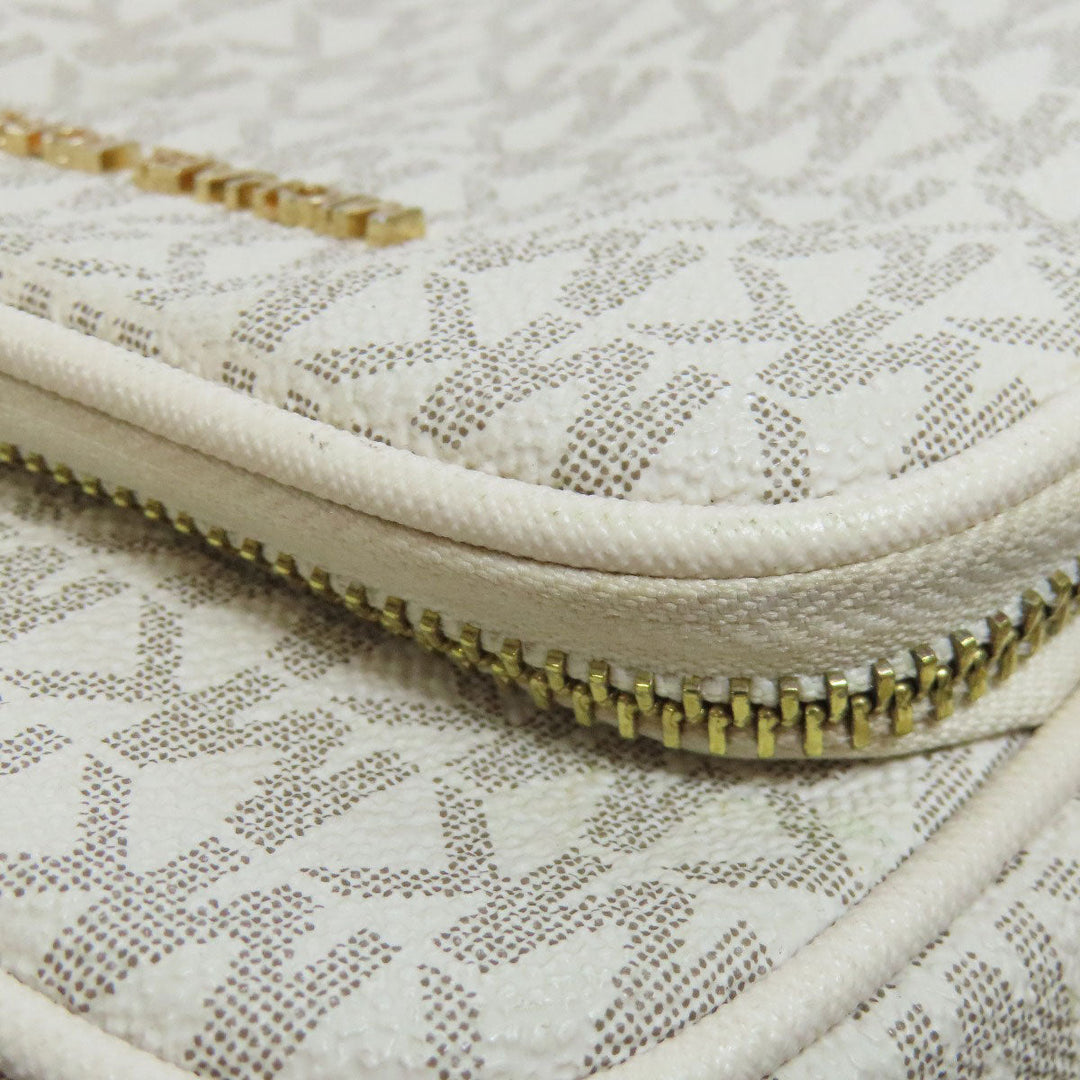 MICHAEL KORS Shoulder Bag PVC white MK signature Women Used Authentic
