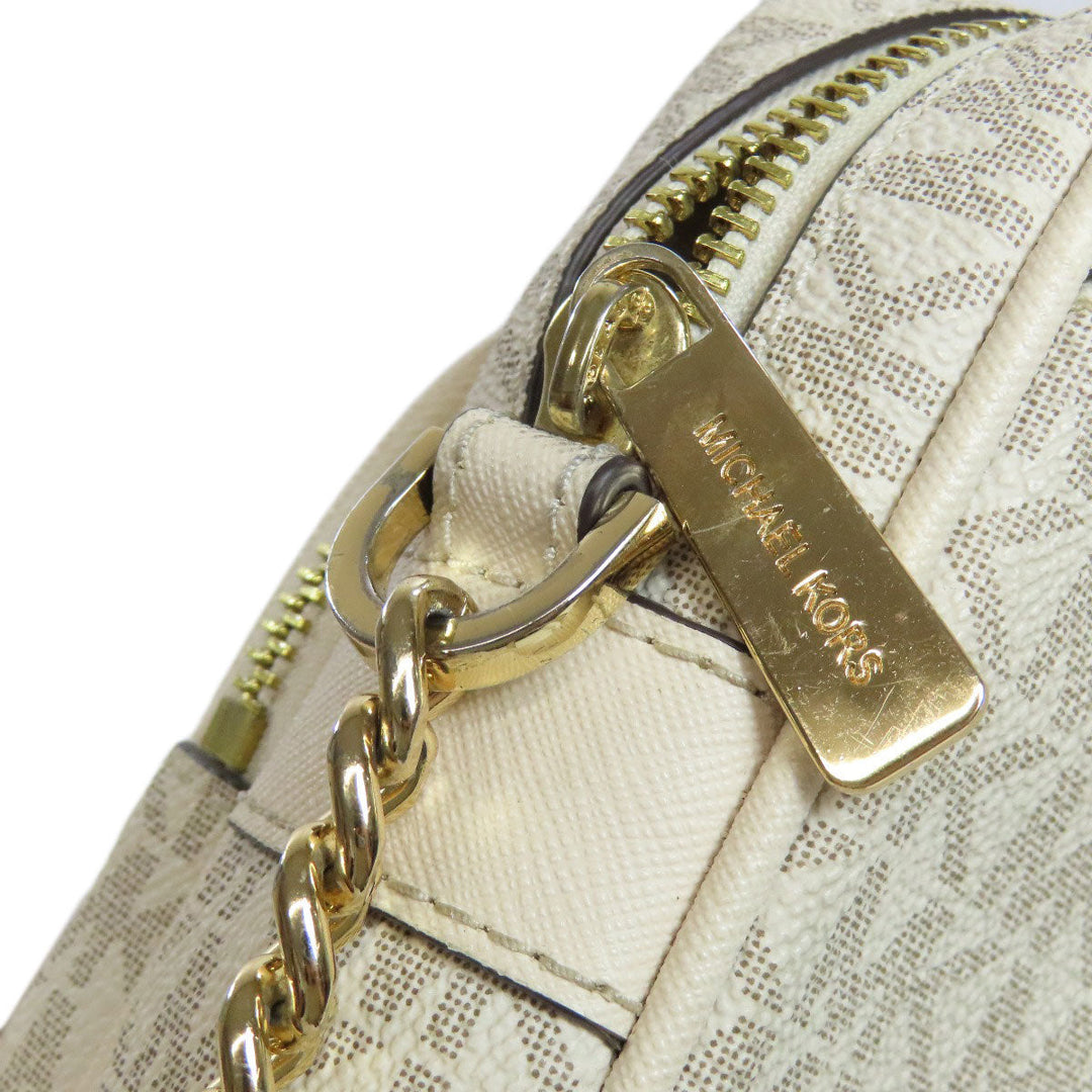 MICHAEL KORS Shoulder Bag PVC white MK signature Women Used Authentic