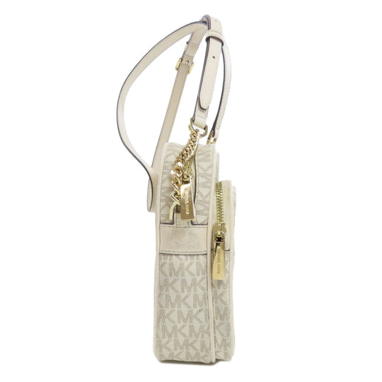 MICHAEL KORS Shoulder Bag PVC white MK signature Women Used Authentic