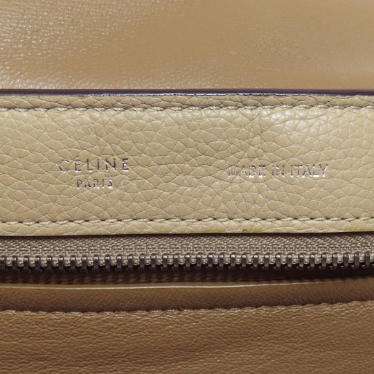 CELINE Tote Bag Calfskin beige Trapeze Women Used Authentic