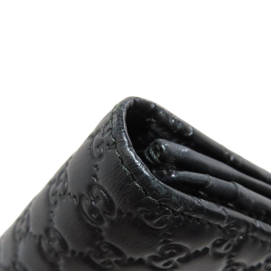 GUCCI Long Wallet Purse 449396 leather black Outlet GG Signature Micro Shima mens Used Authentic