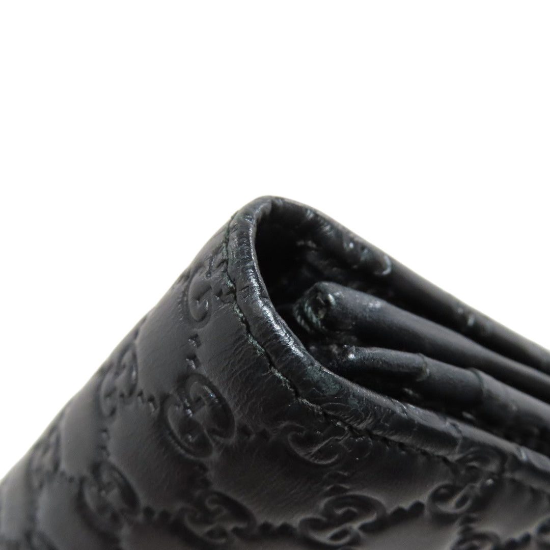 GUCCI Long Wallet Purse 449396 leather black Outlet GG Signature Micro Shima mens Used Authentic