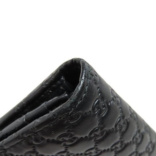 GUCCI Long Wallet Purse 449396 leather black Outlet GG Signature Micro Shima mens Used Authentic