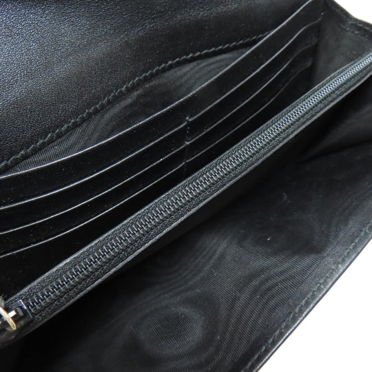 GUCCI Long Wallet Purse 449396 leather black Outlet GG Signature Micro Shima mens Used Authentic