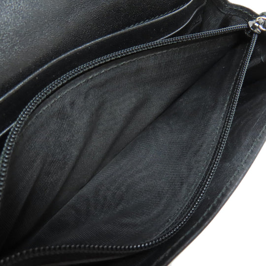 GUCCI Long Wallet Purse 449396 leather black Outlet GG Signature Micro Shima mens Used Authentic