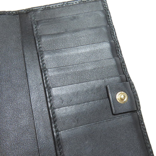 GUCCI Long Wallet Purse 449396 leather black Outlet GG Signature Micro Shima mens Used Authentic