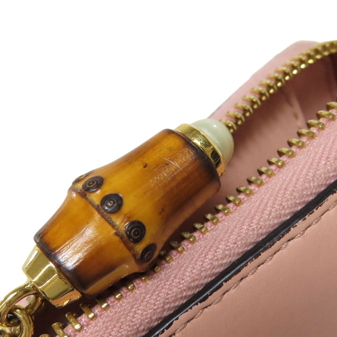 GUCCI Long Wallet Purse 453158 leather pink logo Women Used Authentic