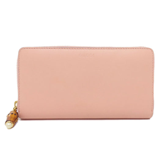 GUCCI Long Wallet Purse 453158 leather pink logo Women Used Authentic
