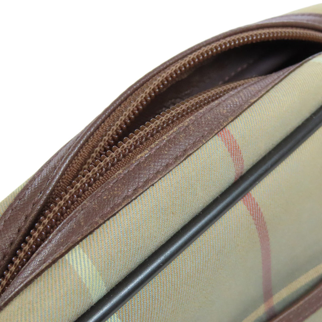 BURBERRY Shoulder Bag canvas Brown Check Pattern Women Used Authentic