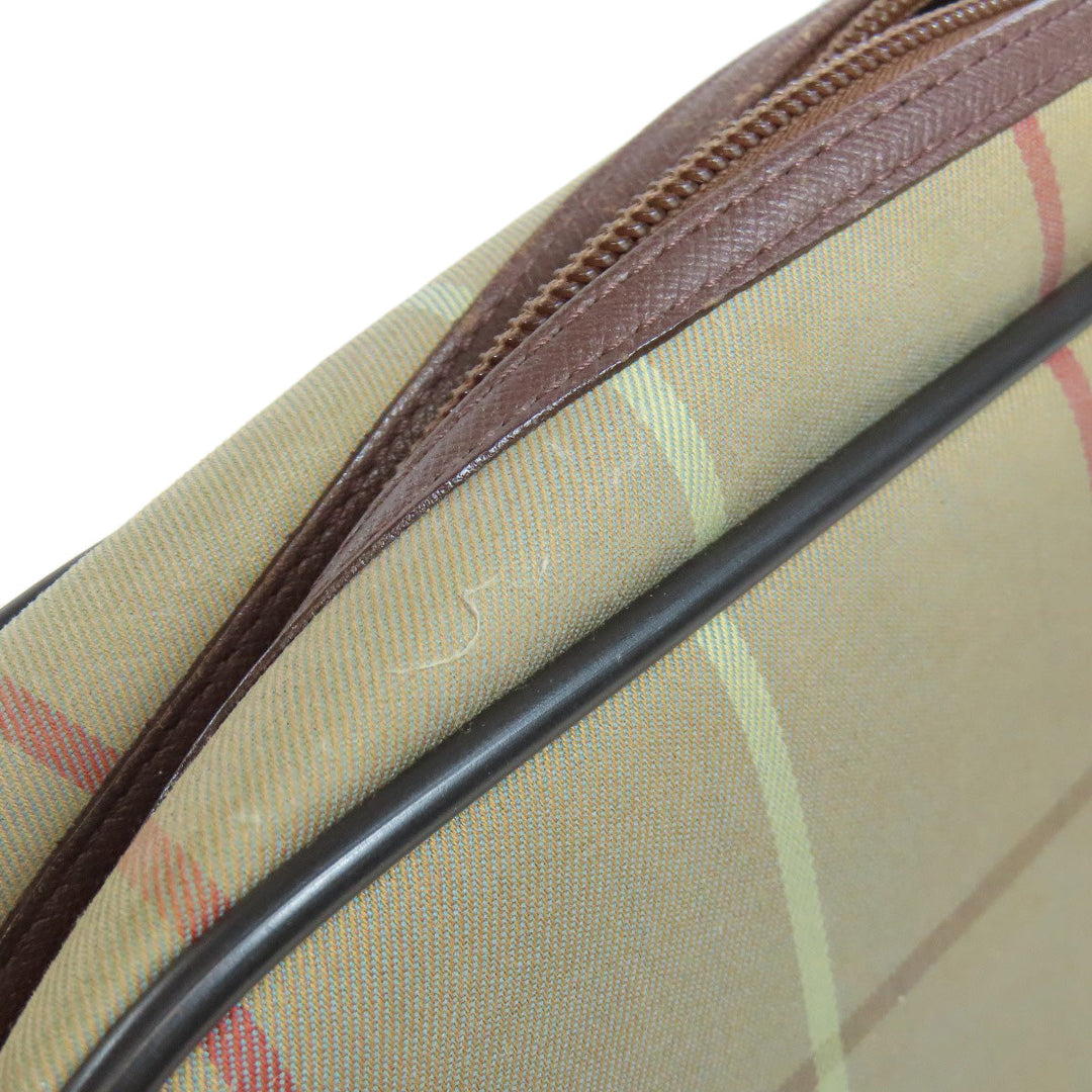 BURBERRY Shoulder Bag canvas Brown Check Pattern Women Used Authentic